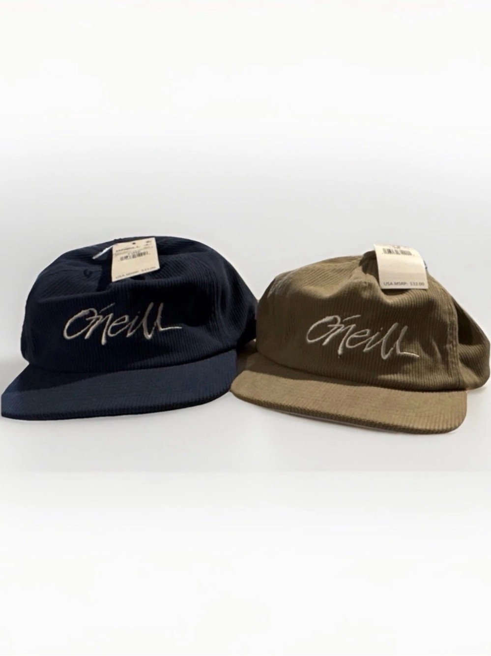 O'Neill Corduroy Strapback Caps - Navy & Olive Brown